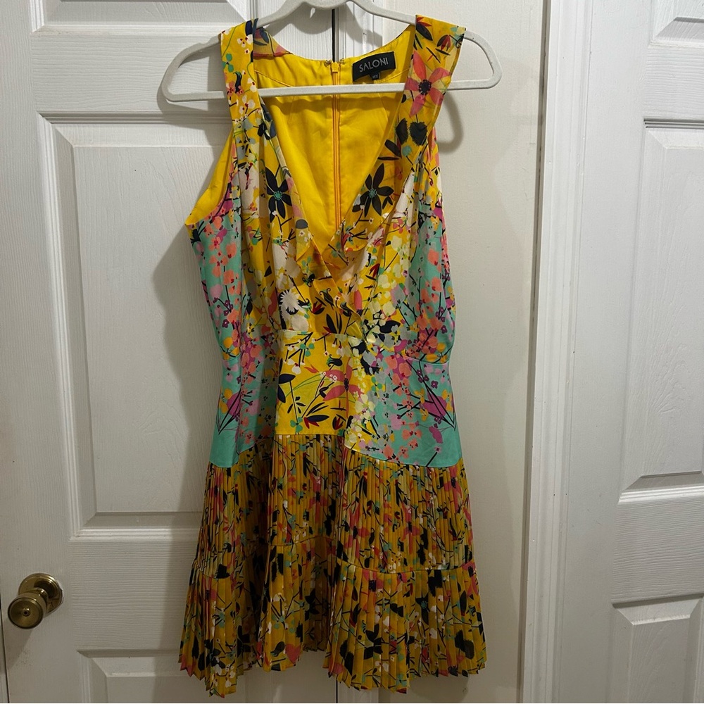 SALONI Amy Dress in Lemon Garden Fit and Flare Mini Dress US Size 10 - Picture 3 of 8